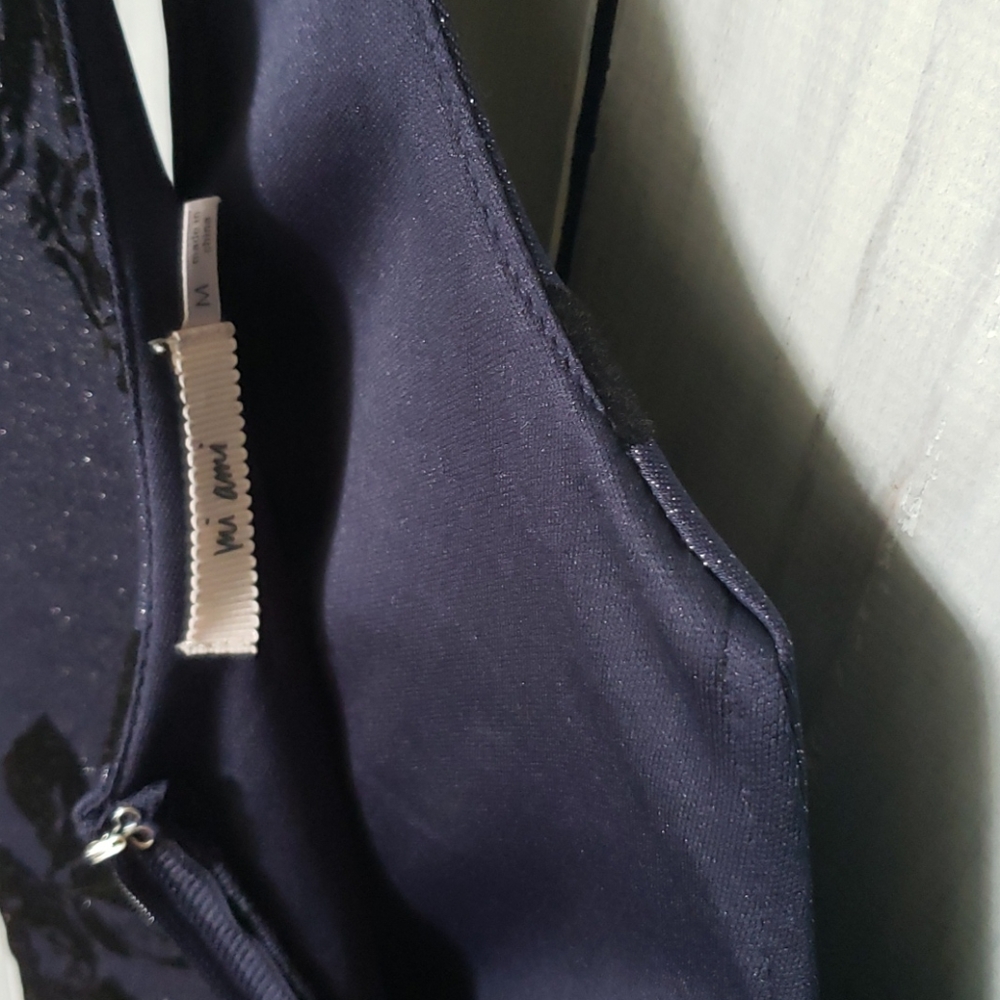 Mi Ami Glitter Navy Black Rose Cocktail Dress NWOT - Picture 12 of 15